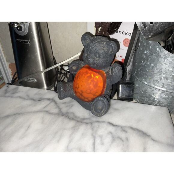 Vintage Teddy Bear Light 7 Inch Bronze and Amber Art Glass Light - Picture 10 of 12